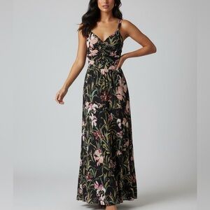 Maeve Black and Pink Floral Maxi Dress